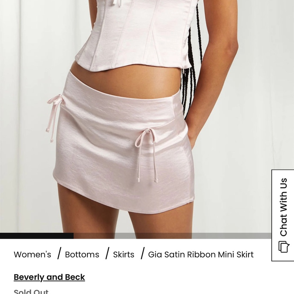 Satin Ribbon Mini Skirt - Light Pink